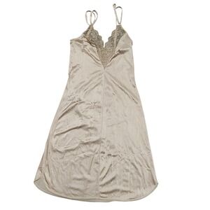 Vintage 90s Bestform Champagne Beige Lace Trim Slip 1402 Size 32 Womens Small